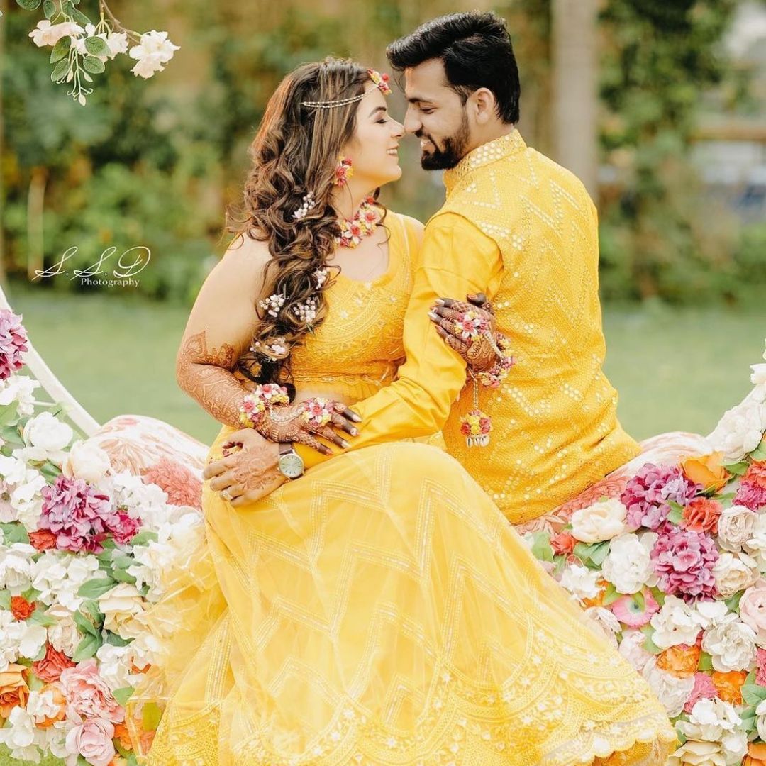 Haldi photoshoot poses for couples