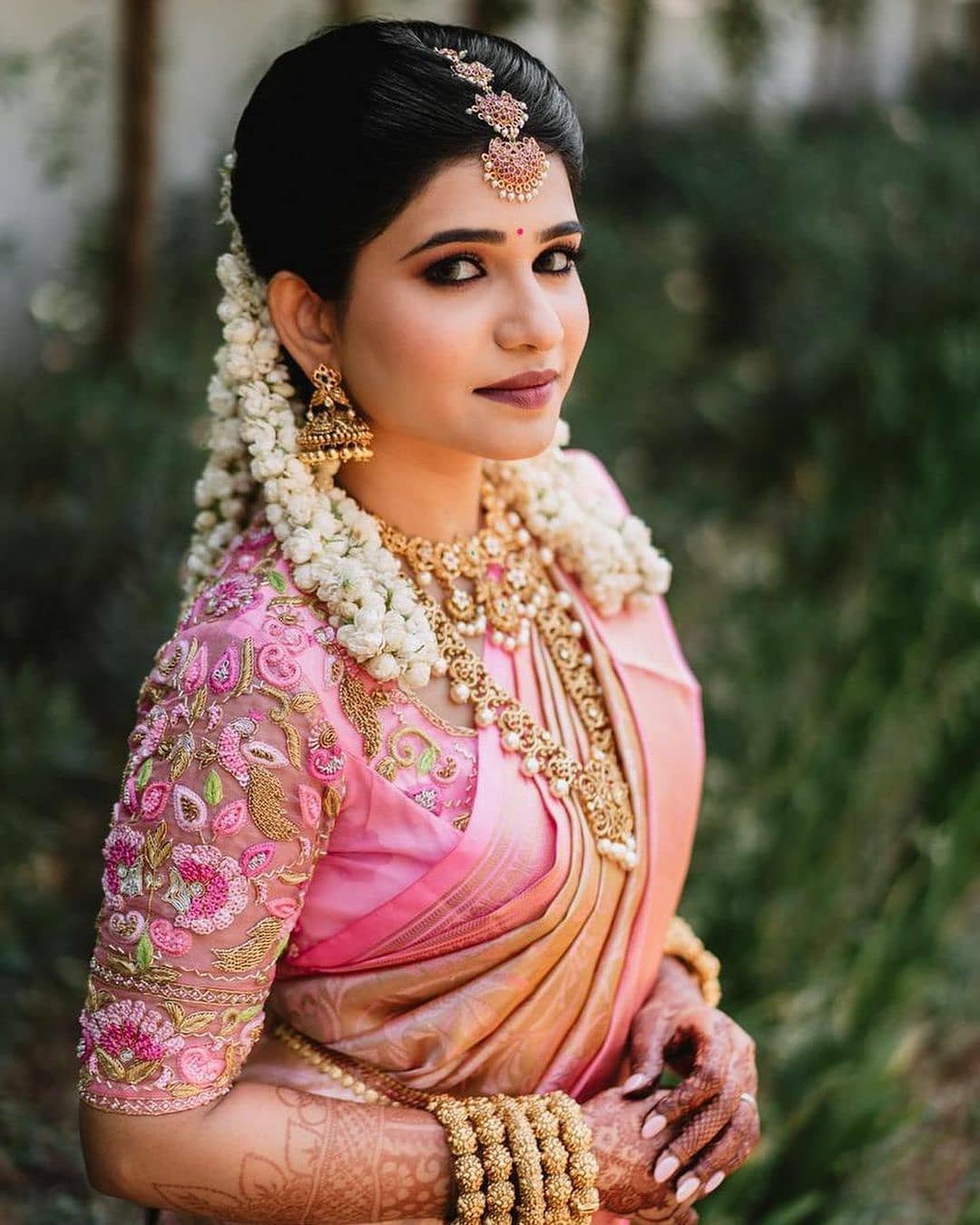 Simple South engagement makeup look traditional - latest engagement look for bride