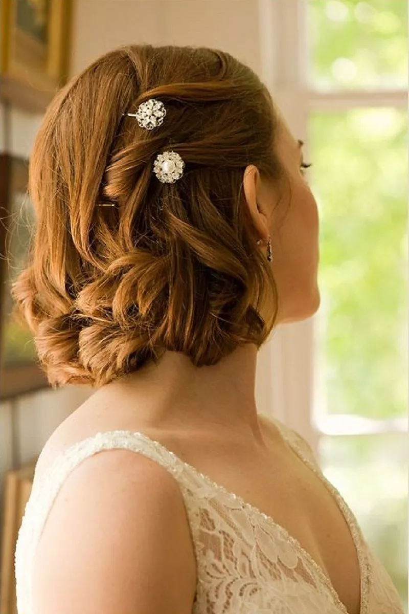 bob-party-hairstyle-for-gown-for-short-hair-for-wedding | WedAbout