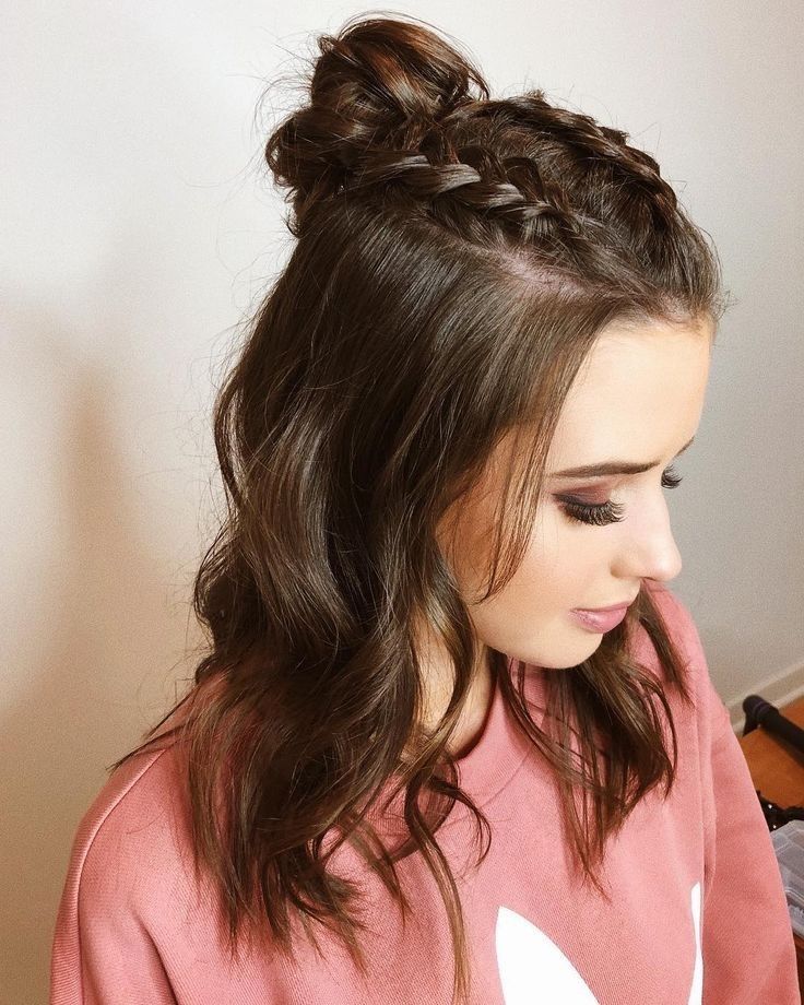 double Dutch braid top Knot hairstyle for gown for short hair