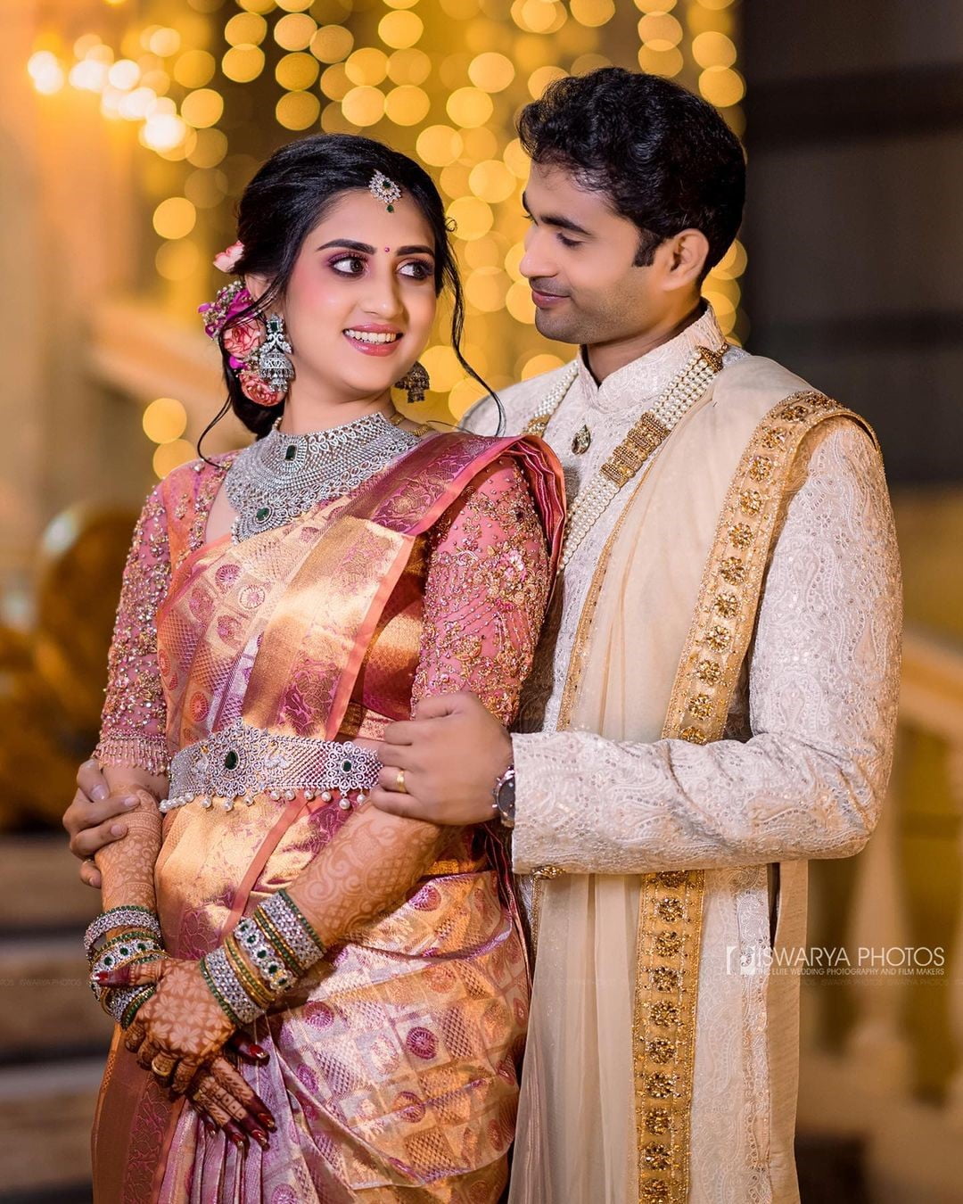 pastel pink wedding kanjeevaram sari