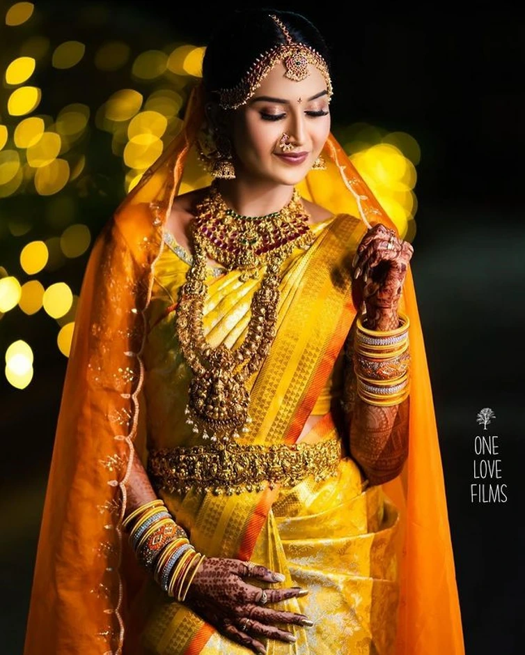 South Indian bridal look temple jewellery-traditional south indian bridal jewellery sets-simple south indian bridal jewellery