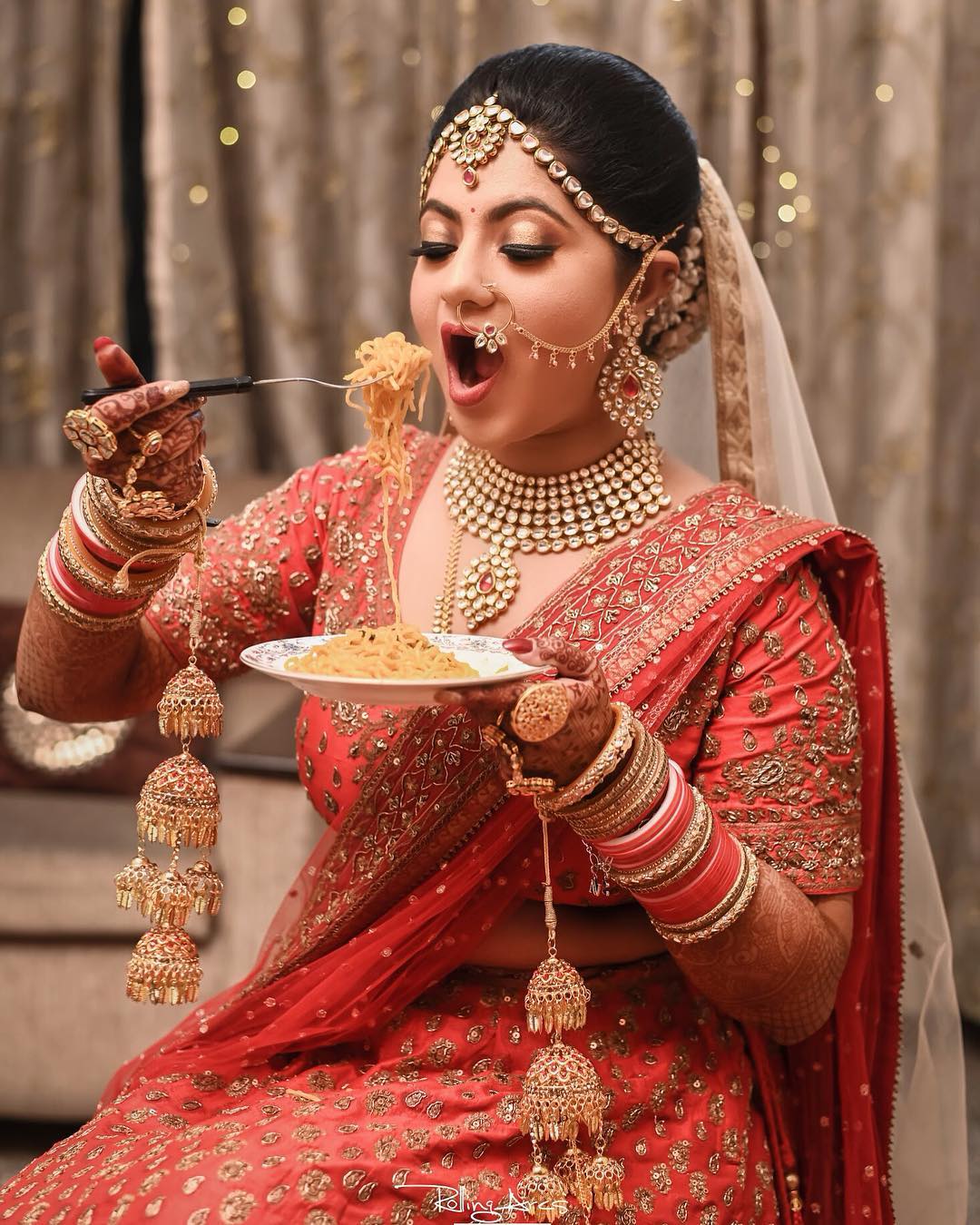 solo bridal photoshoot poses with food - bridal photoshoot ideas 