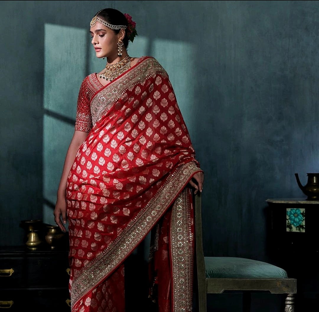 Golden Yellow Kanjivaram Pattu Silk Saree with Embossed Real Swarovski |  TST | The Silk Trend