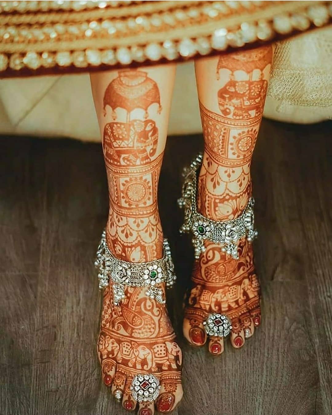 Rajasthani dulhan payal design in oxidized silver 