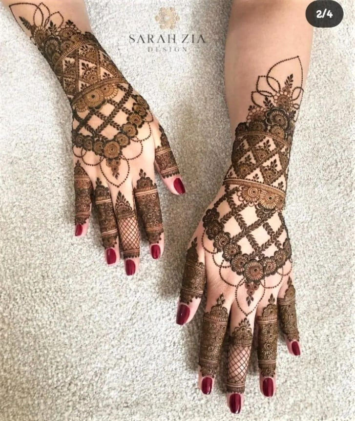 easy and simple back side arabic mehndi design for bride