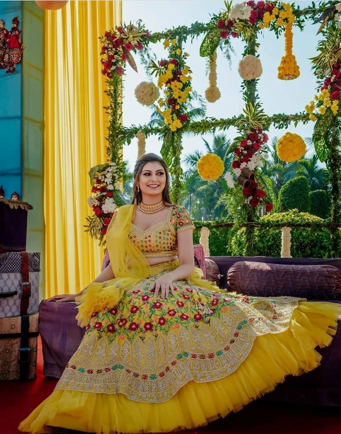 background haldi ceremony decoration with rose and marigold