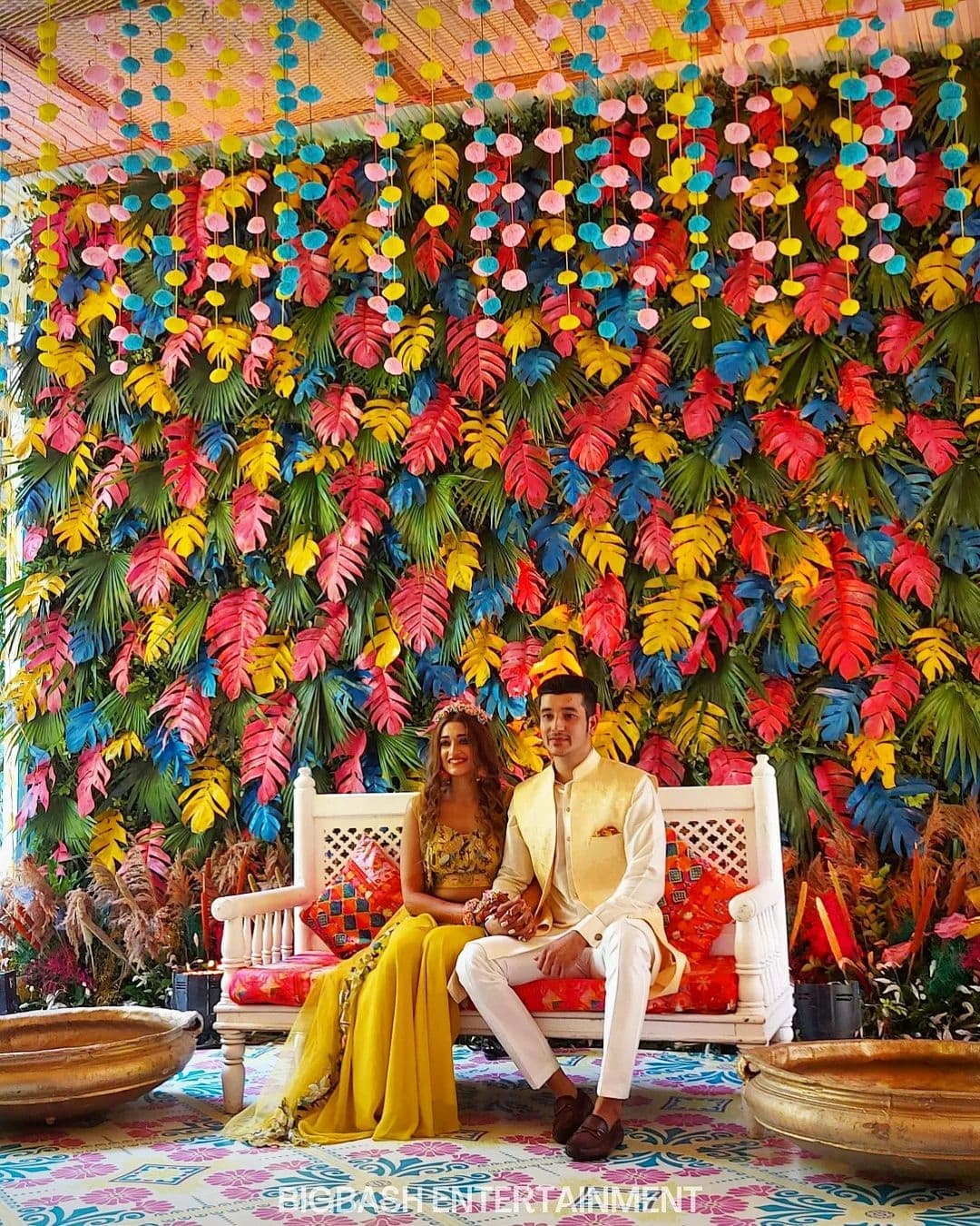 low cost and DIY background haldi decoration ideas with paper