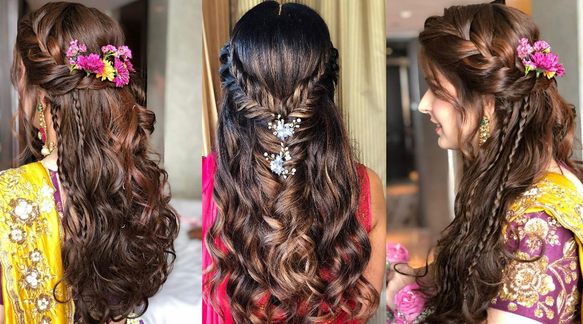 half up half down open hairstyle for engagement