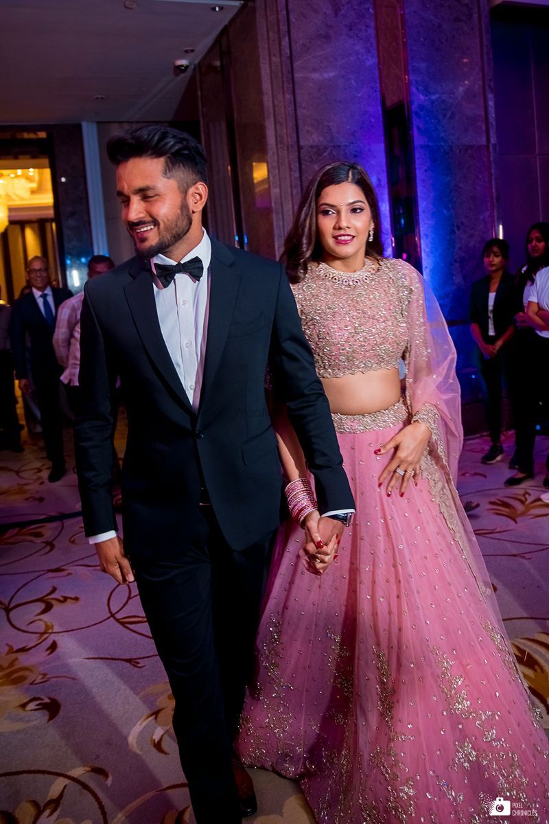 baby pink sequin lehenga and crop top for sangeet