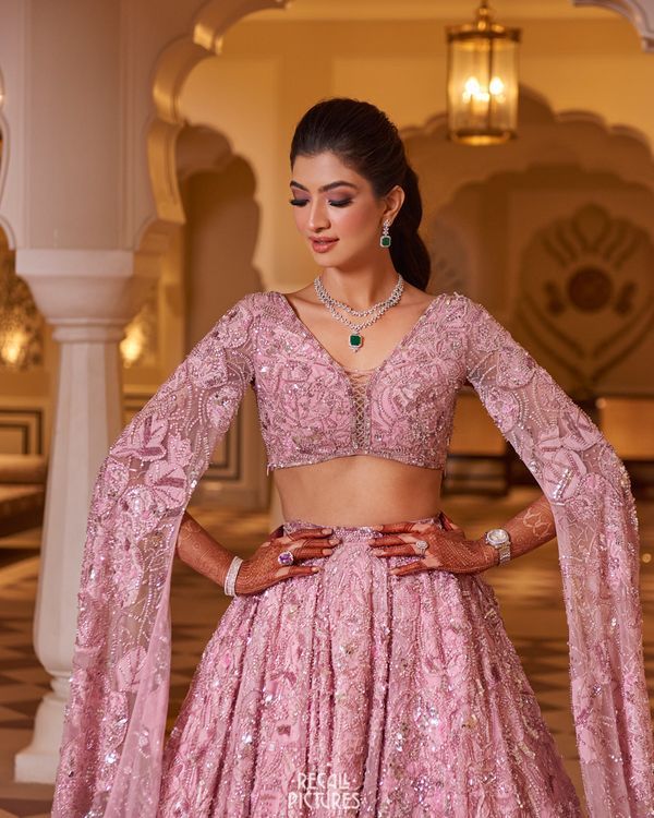 best and latest pink lehenga sangeet dress for bride