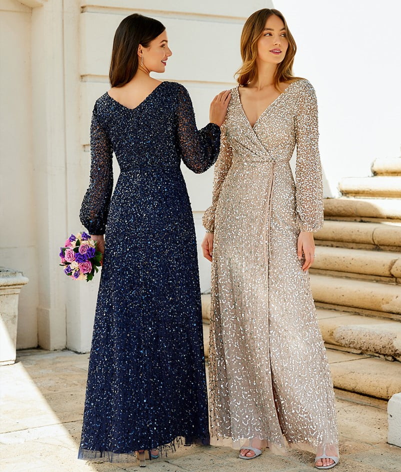 sequin gown ideas for friend and sister wedding