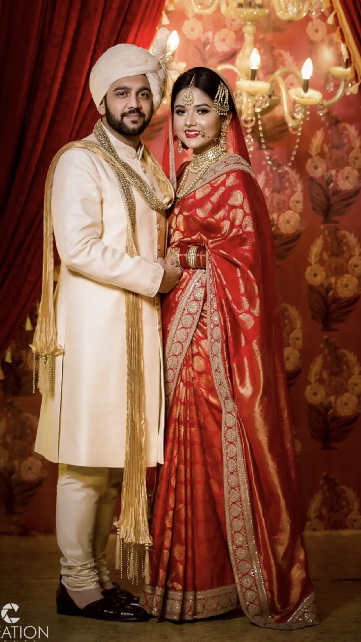 chilli red colour wedding saree in silk for bride