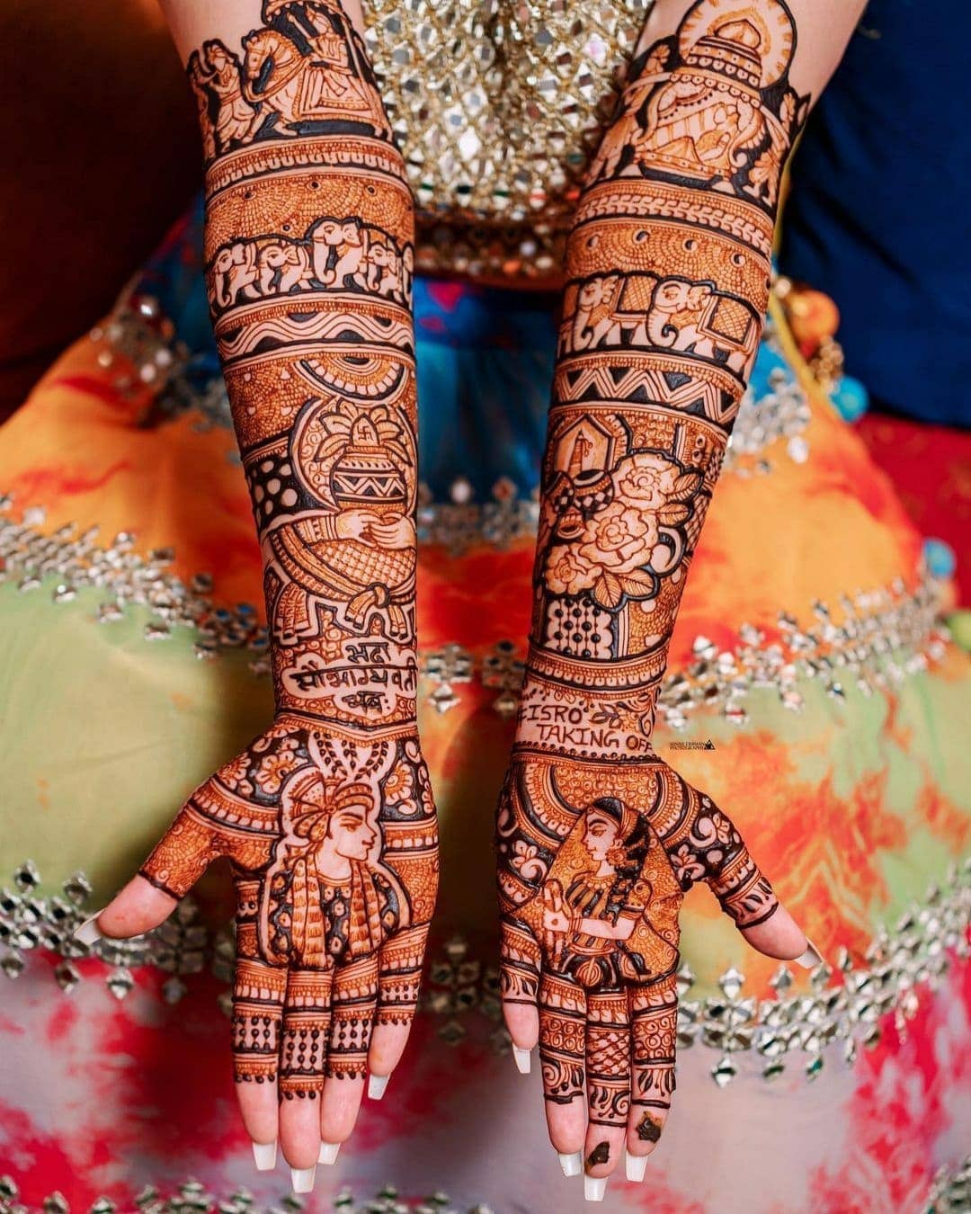 pic with closeup of bridal mehndi