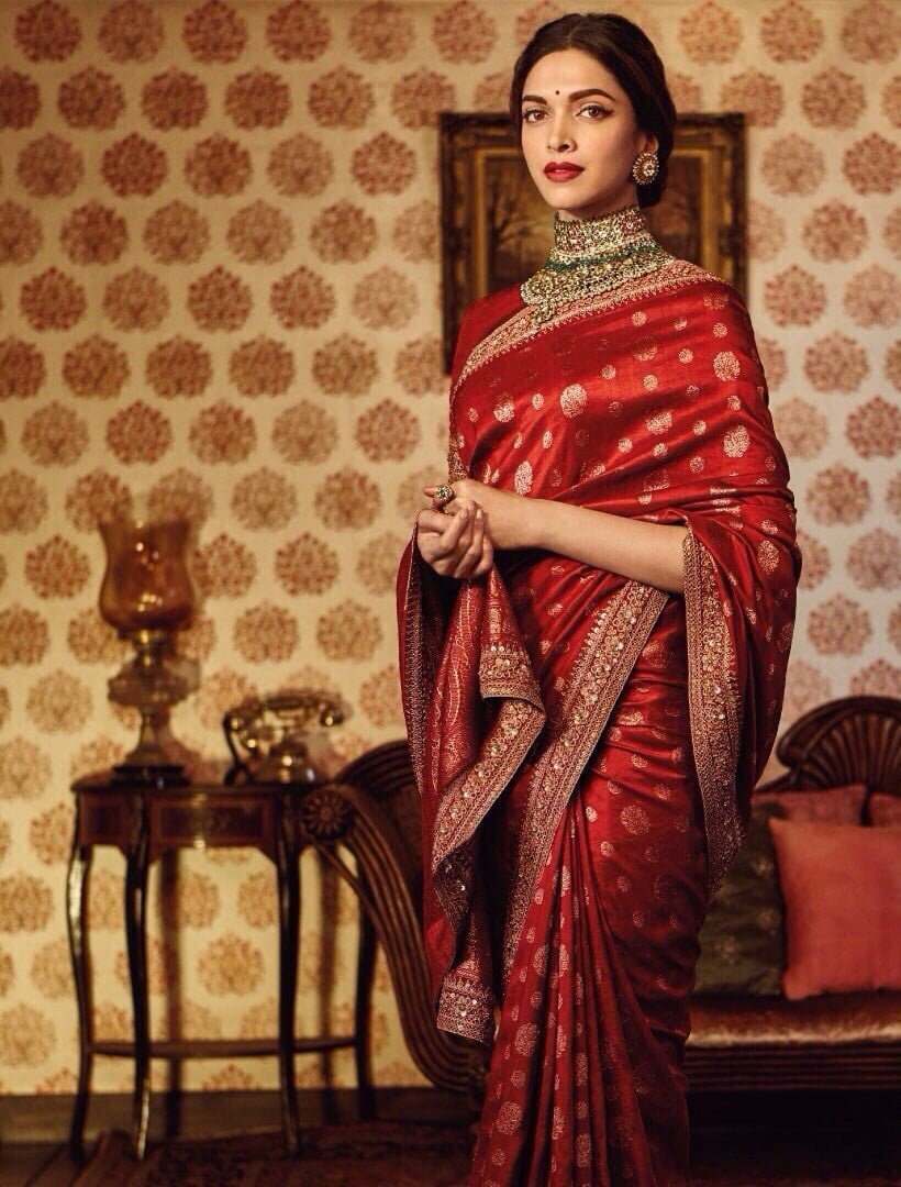 bollywood red silk saree for reception