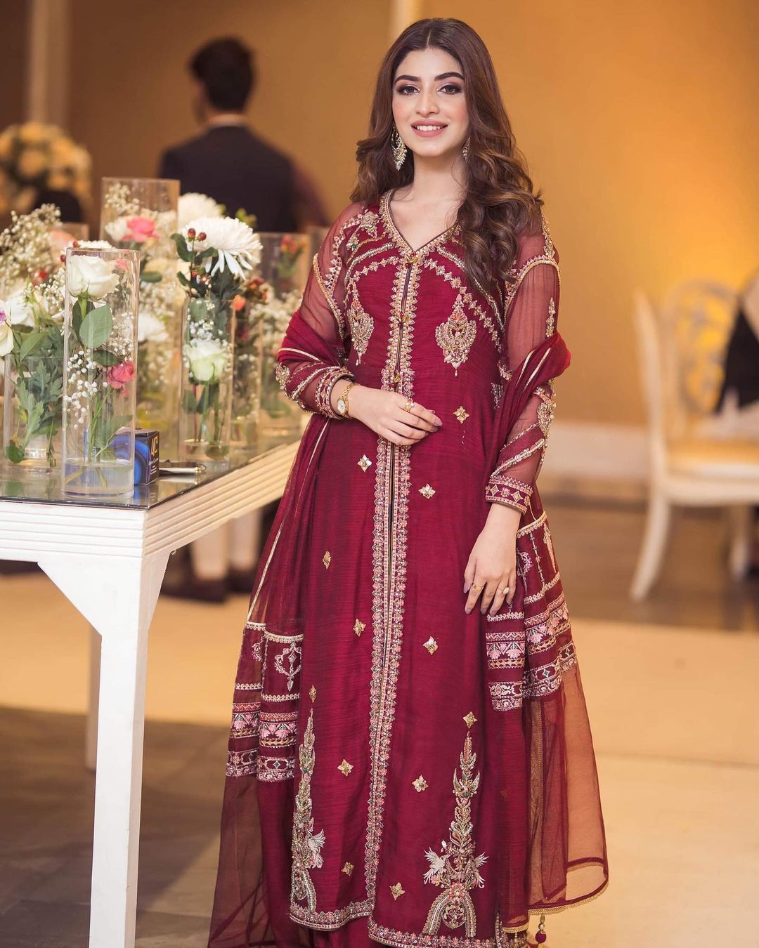 trendy burgundy reception dress for bridesmaid 