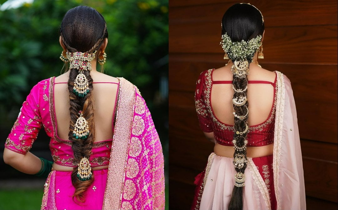 embellished braid with chandbalis for engagement