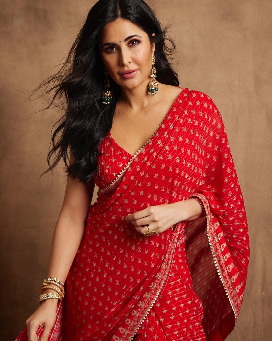katrina kaif fancy red saree for indian wedding