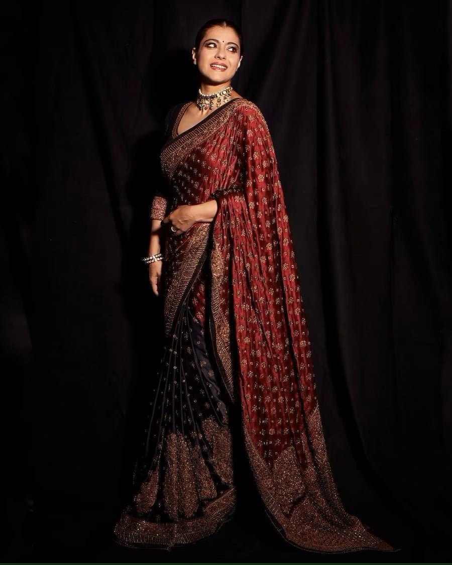 dark maroon wedding saree in silk 