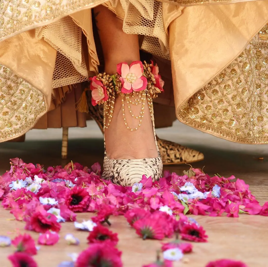 fancy chain floral bridal anklet for wedding