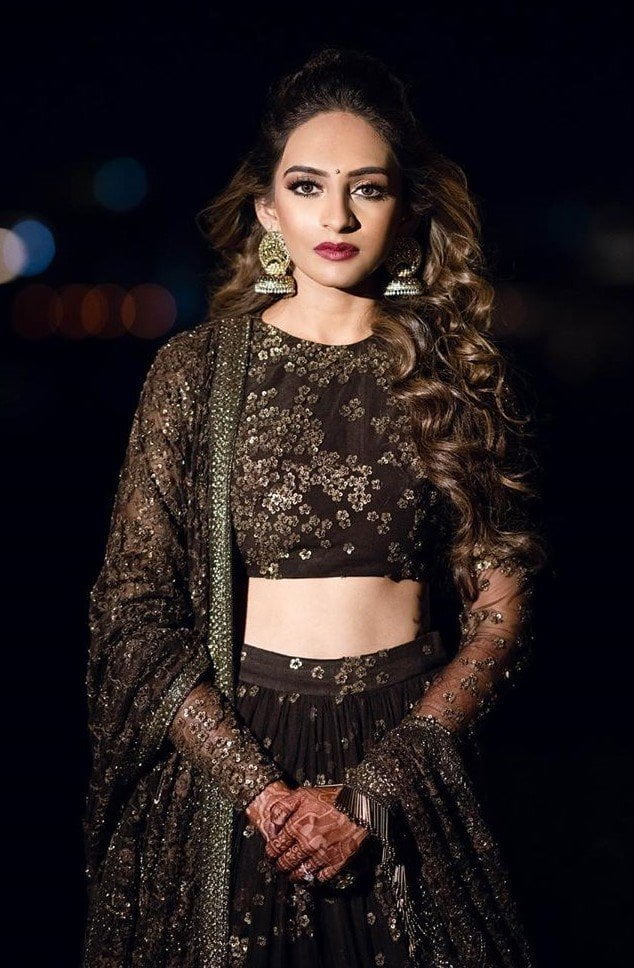 sabyasachi black lehenga choli for reception