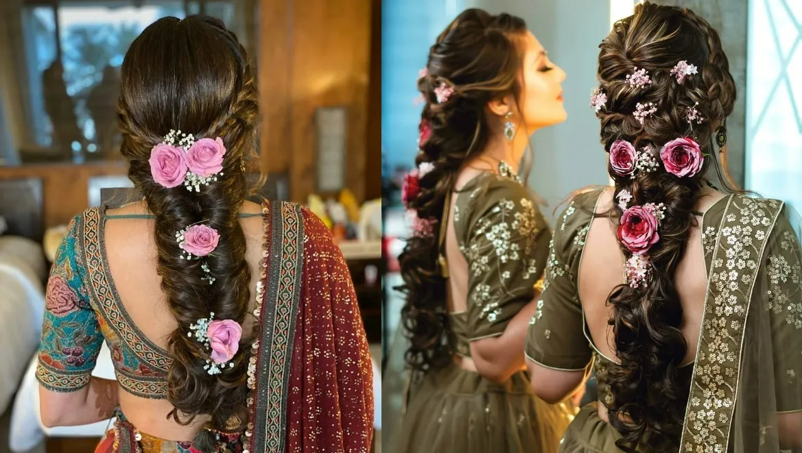 fishtail braid with roses for engagement