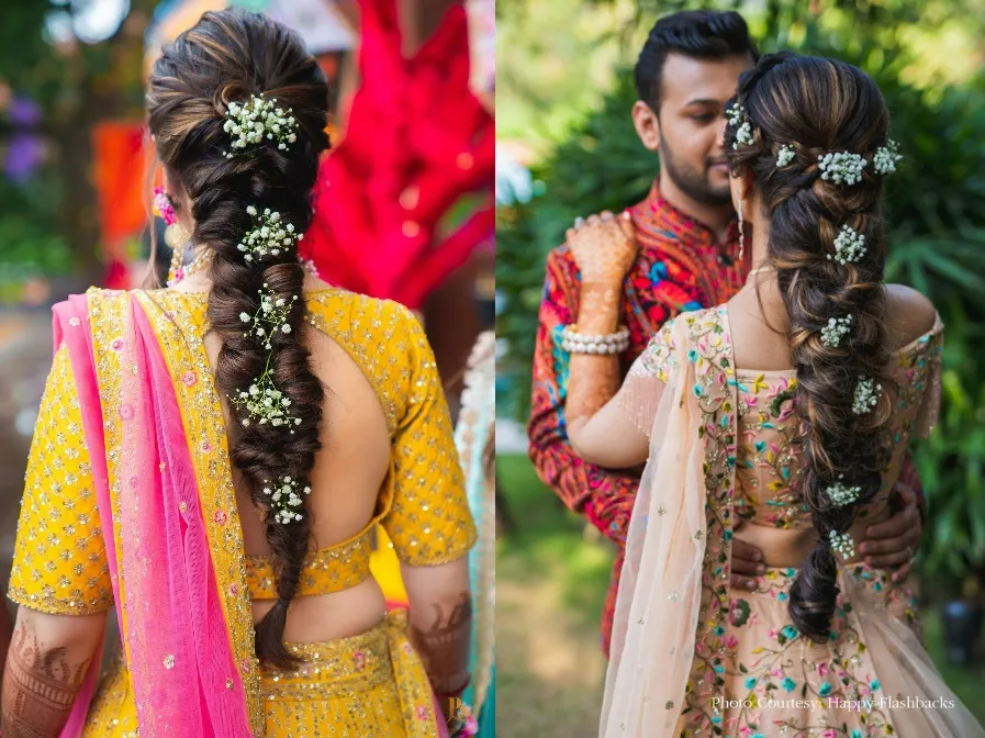 most beautiful rose messy braided back hairstyle for lehenga- bridal -  YouTube