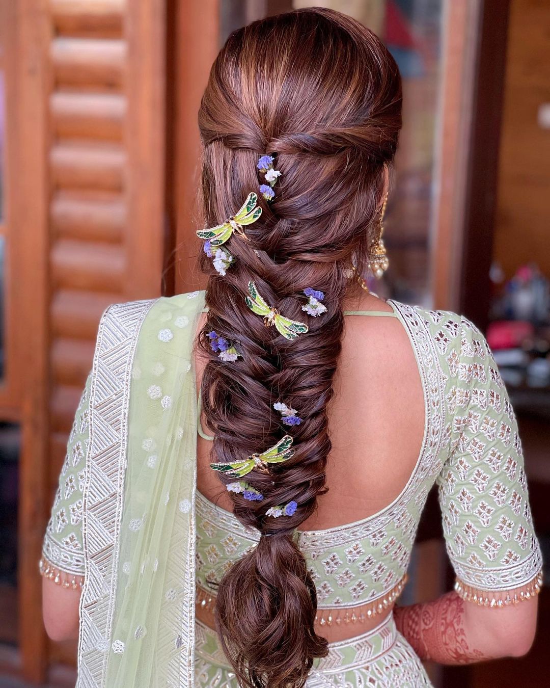 best and latest fishtail hairstyle for engagement for bride