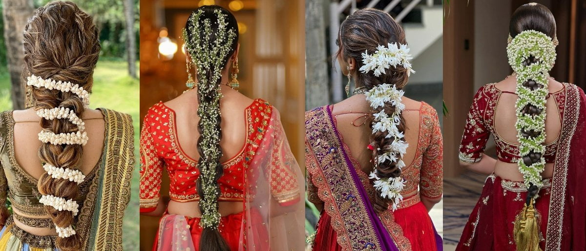 gajra braid south indian bridal hairstyle for reception