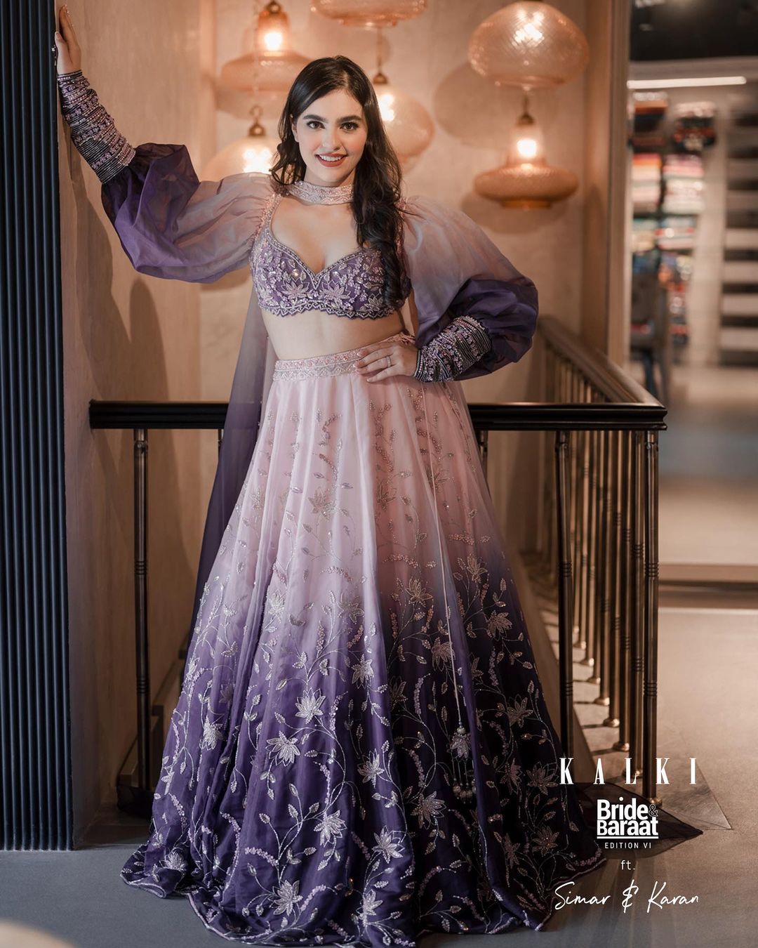 lavender ombre indo western outfit for sangeet