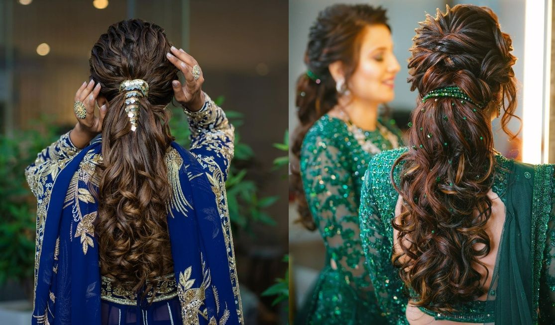 The close-up shot of Indian Maharashtrian bride with beautiful hair style  decorated with flowers Stock Photo - Alamy