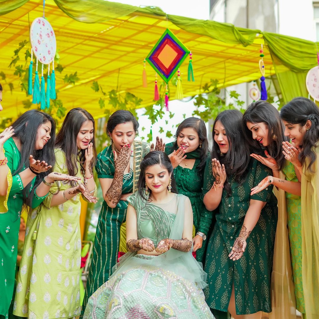 group mehndi photoshoot with friends 