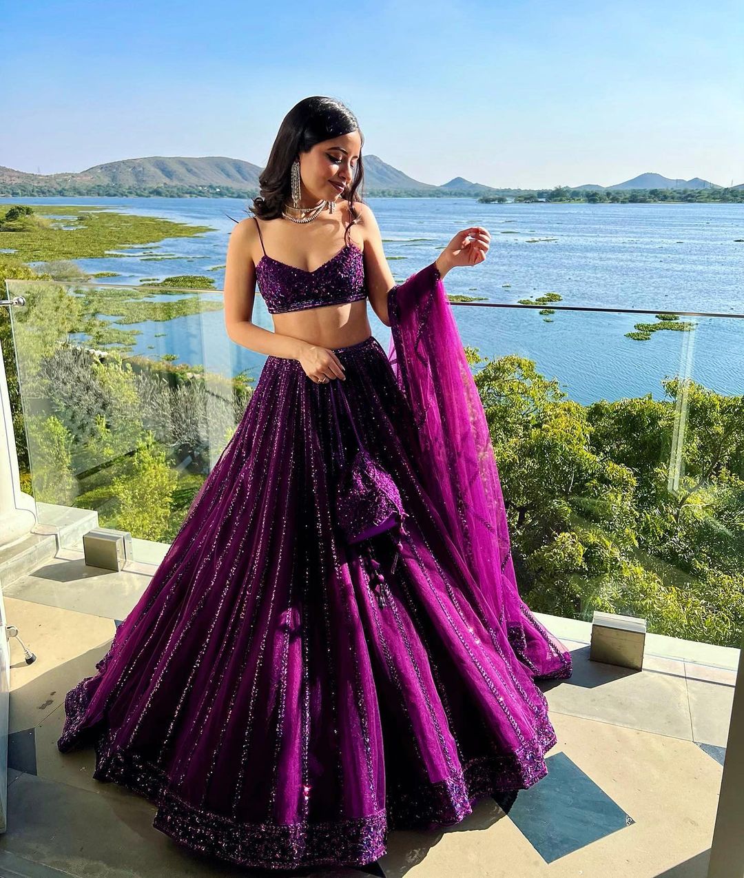 designer purple indian bridesmaid lehenga 