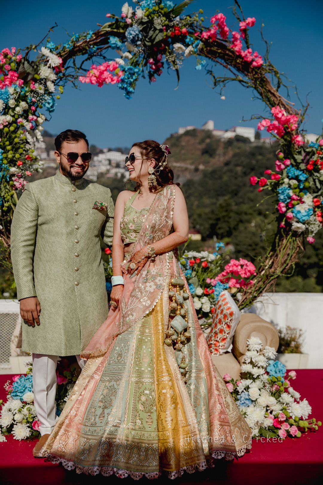 trendy and beautiful pastel lehenga bridal mehndi dress 