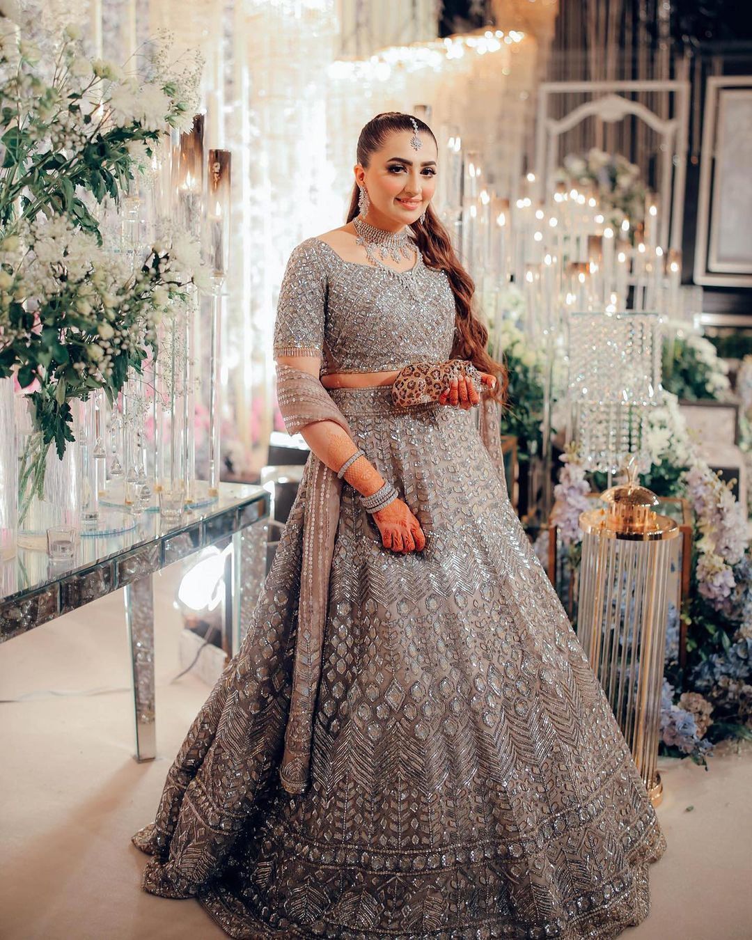 manish malhotra design silver sequin cocktail lehenga