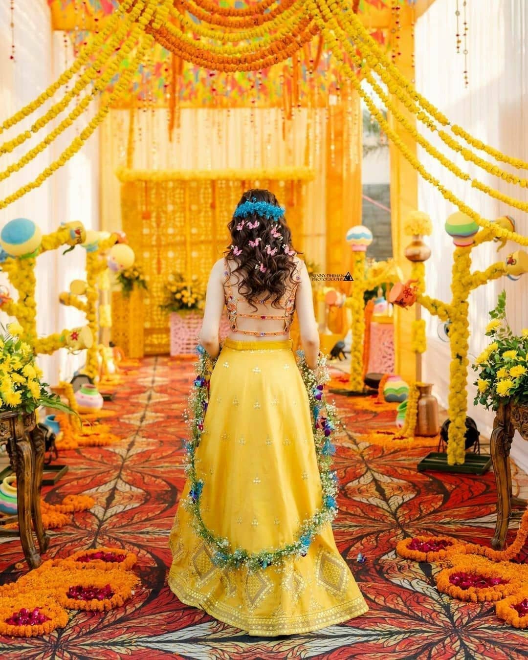 unique and quirky haldi lehenga for bride