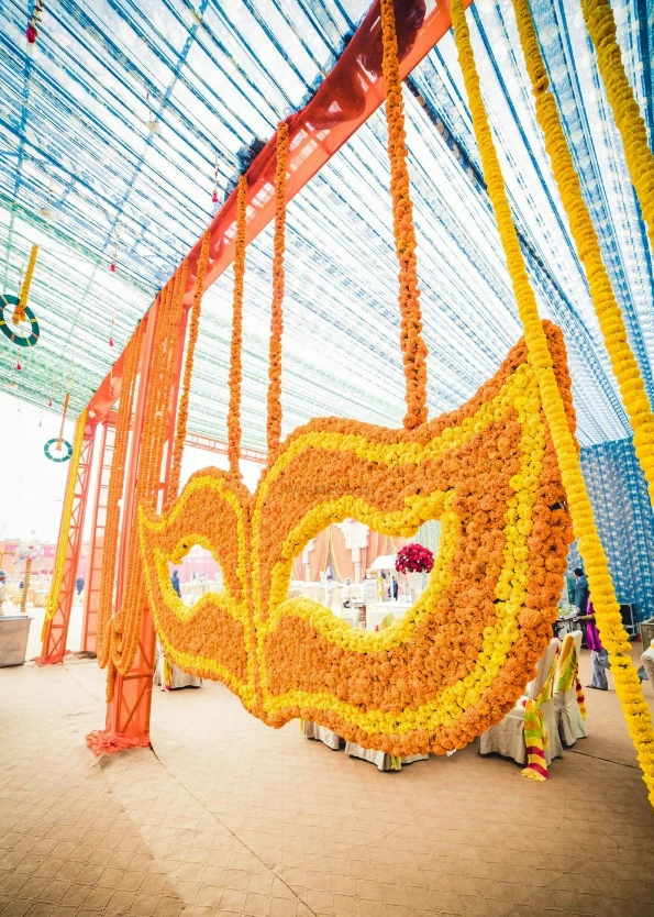 eye mask marigold photobooth decoration for haldi