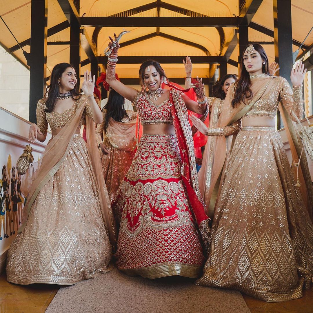 modern brown matching indian bridesmaid dresses