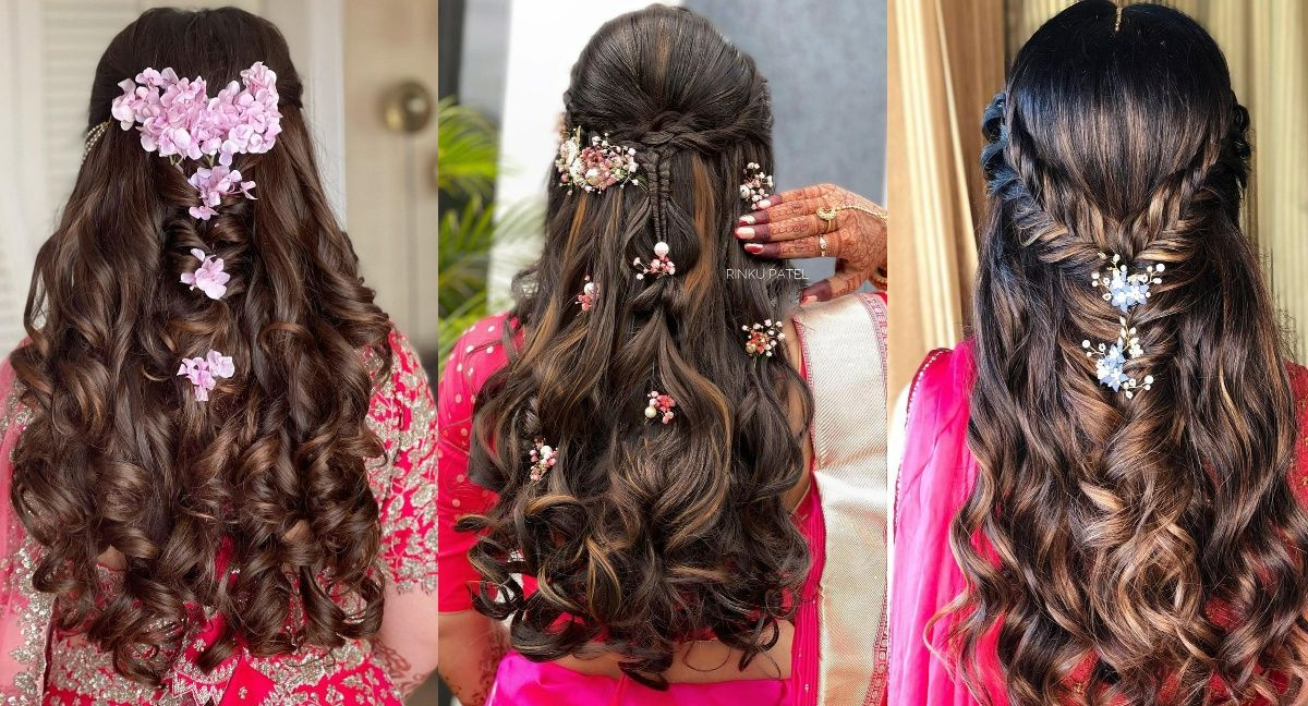 modern braided reception bridal hairstyles for saree