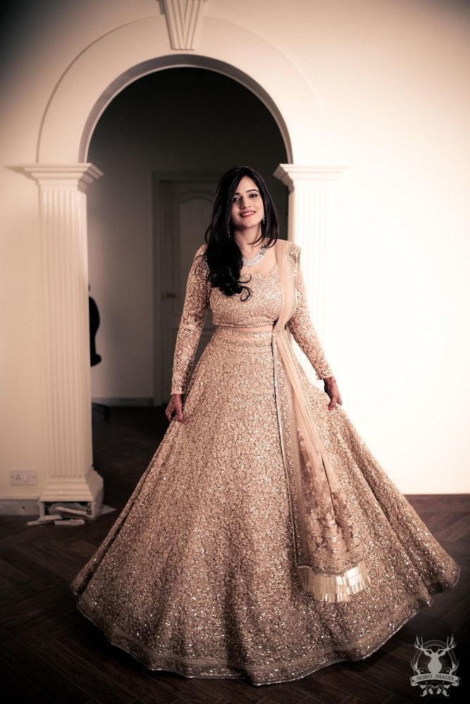 latest golden sequin lehenga for reception 