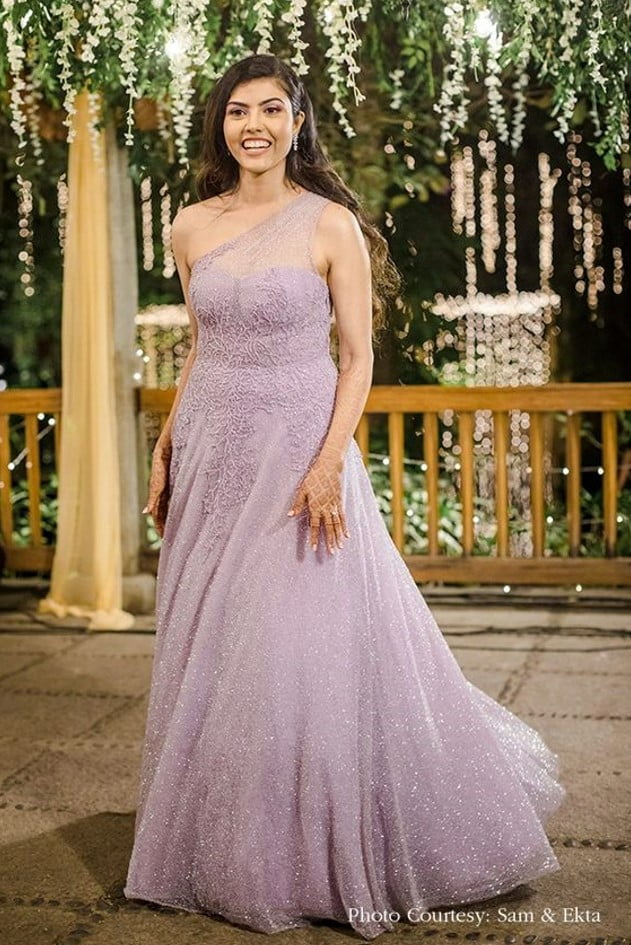 pastel lace indian wedding bridesmaid dress