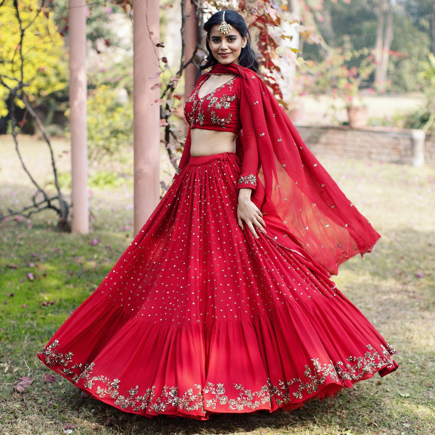 best red bridesmaid lehenga