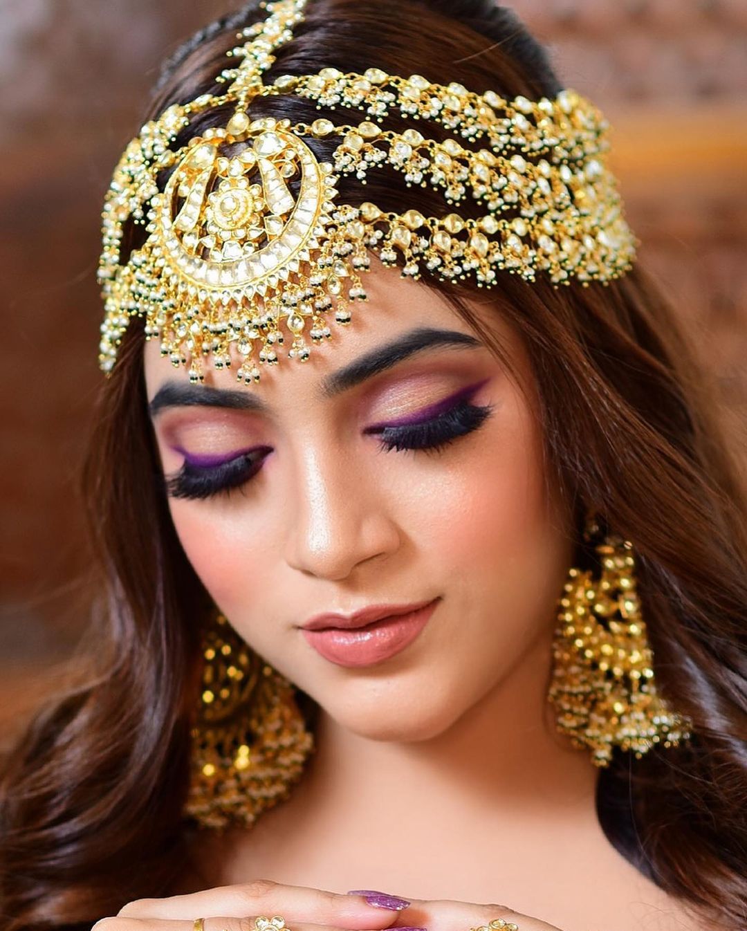 multi layer kundan matha patti for bride