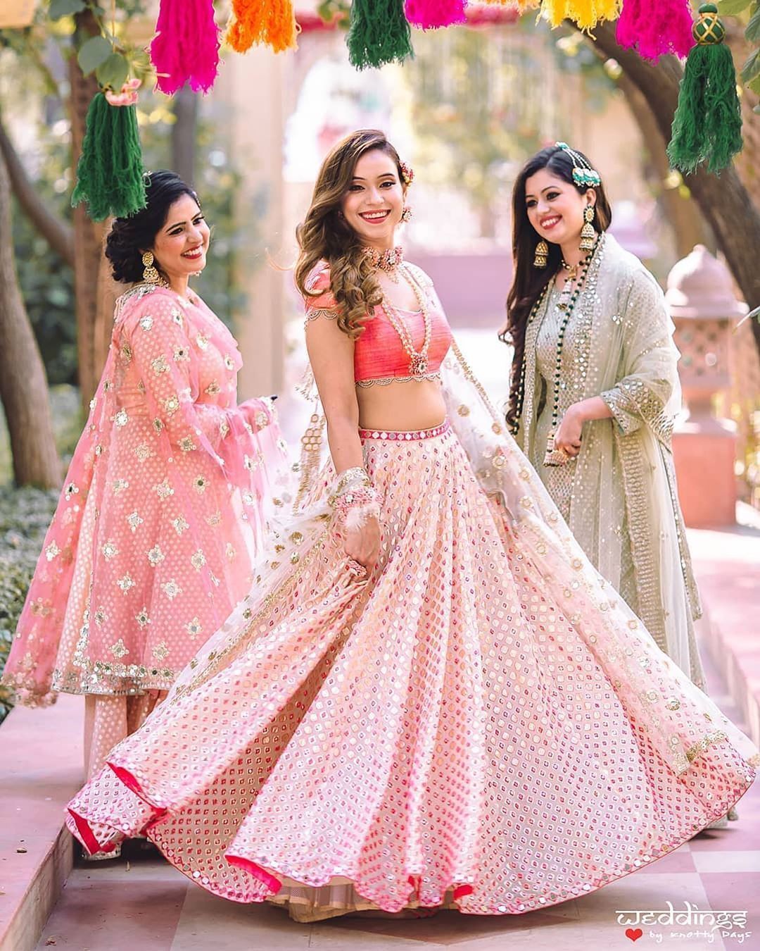 designer pastel indian bridesmaid dresses