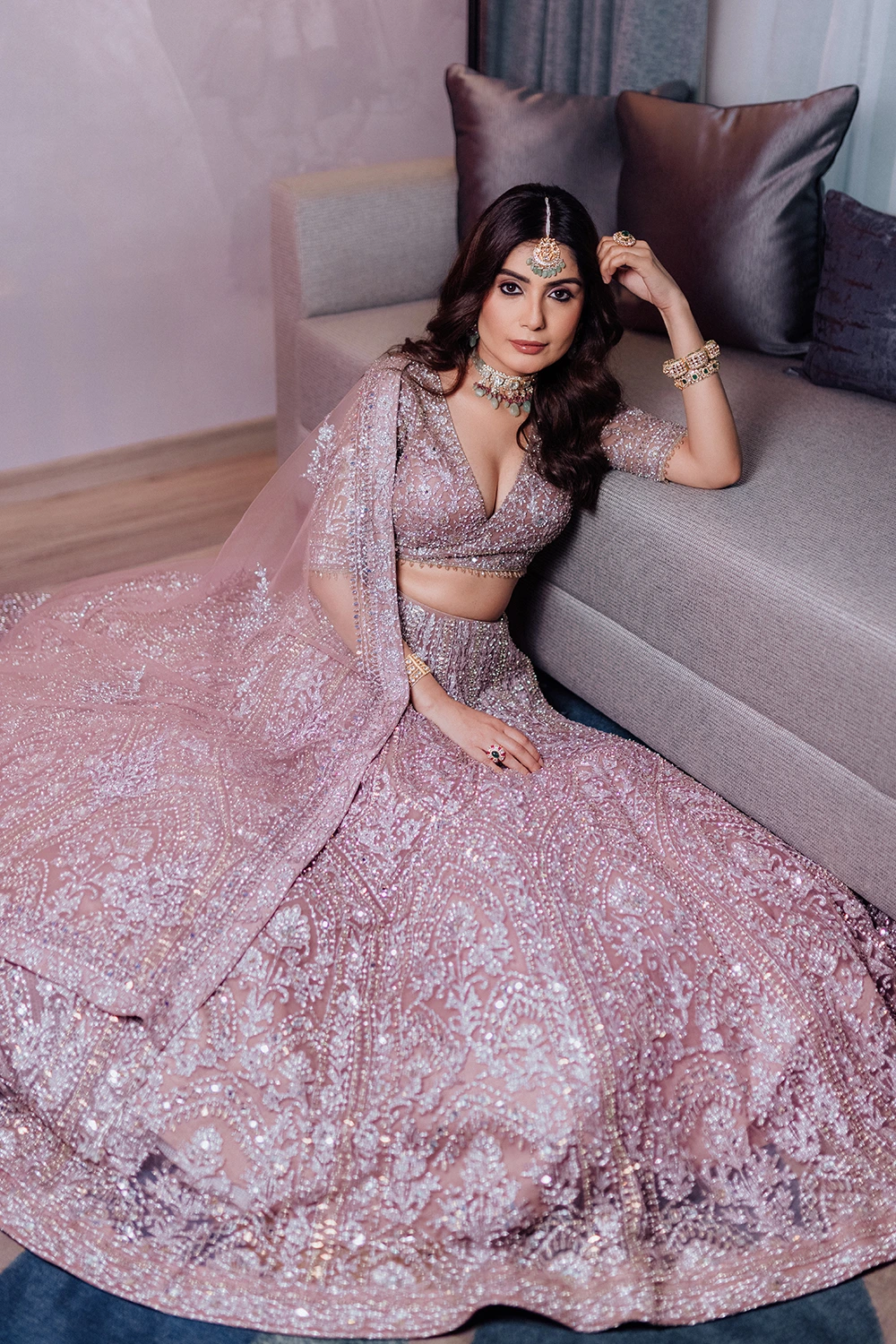 trendy pink lehenga choli for wedding function for bride 