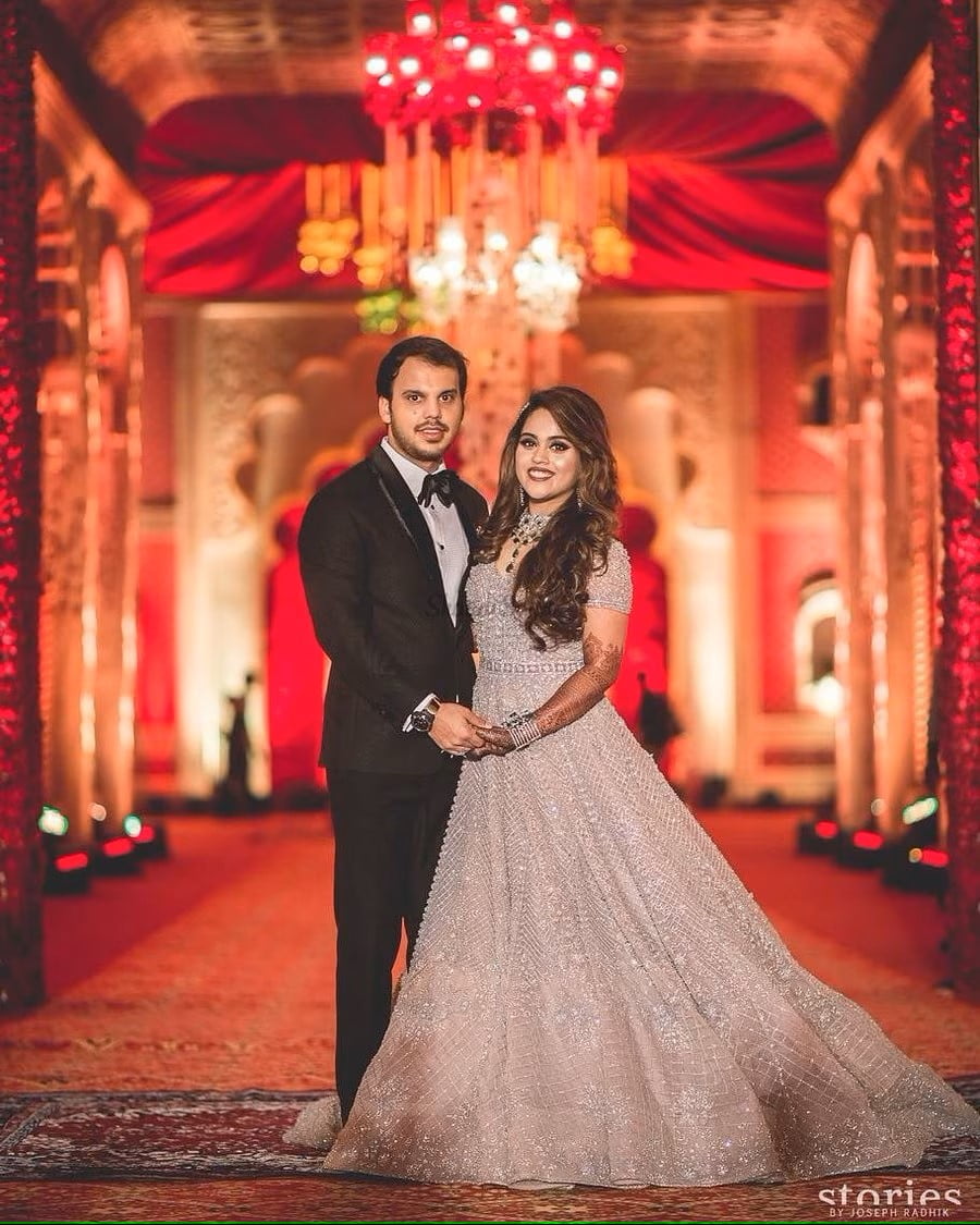 pretty pink one piece dress for sangeet for bride