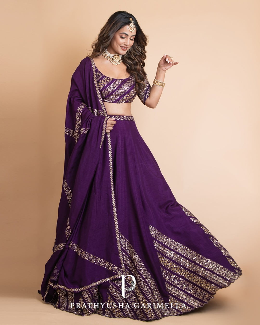 purple designer engagement lehenga for women