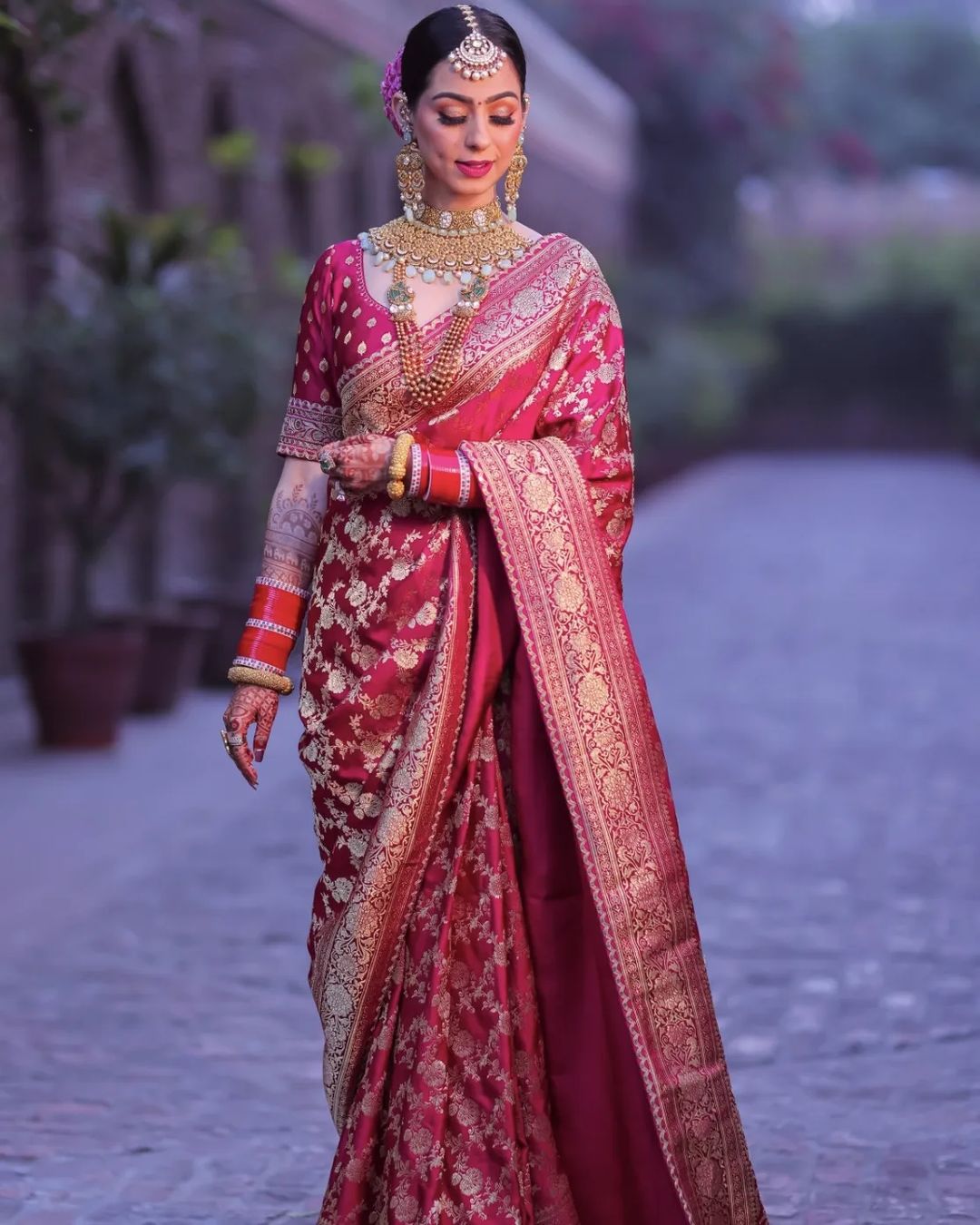 sabyaschi pink kanjivaram silk saree for reception