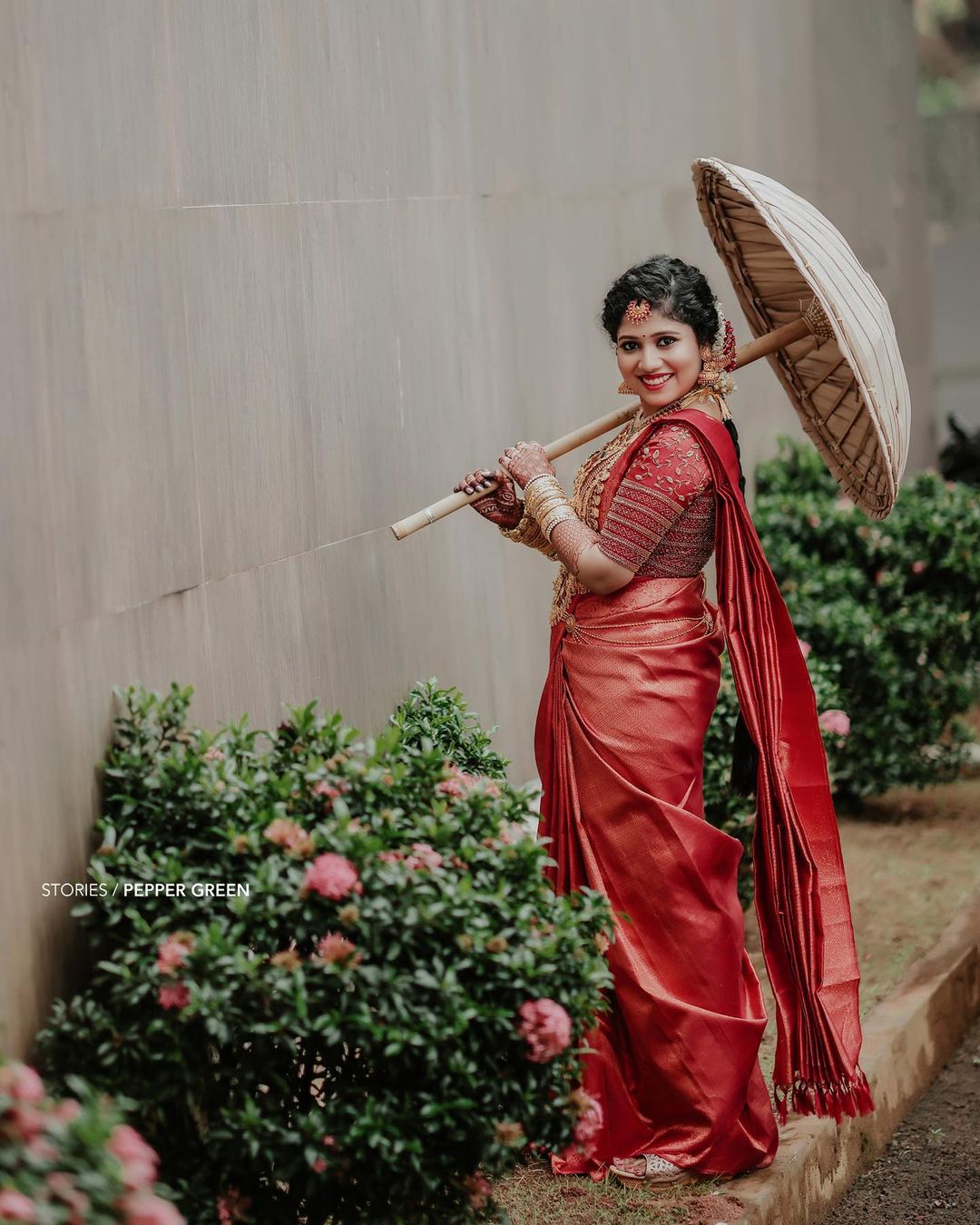 south indian bridal red saree