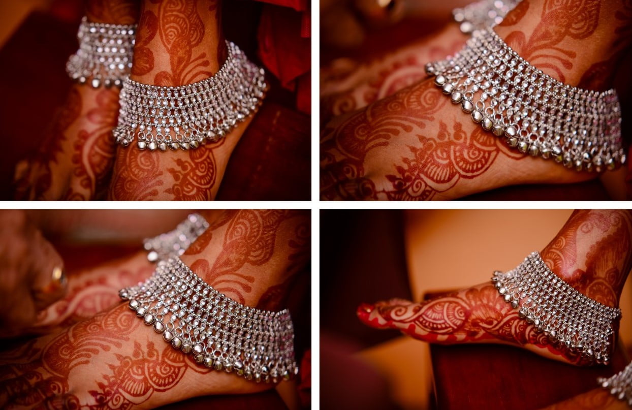 broad wedding payal design in silver